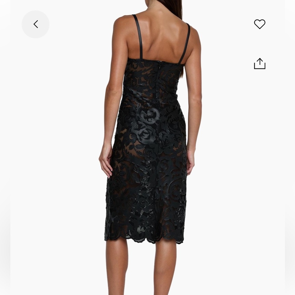 L'AGENCE Black Lace Overlay Midi Dress - Picture 3 of 4